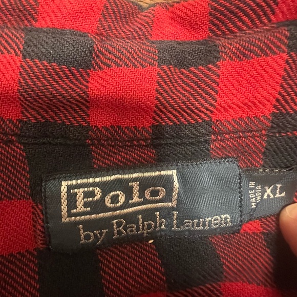 Polo Ralph Lauren Men’s XL Red Black Plaid Flannel Button Shirt Heavyweight - Picture 4 of 10